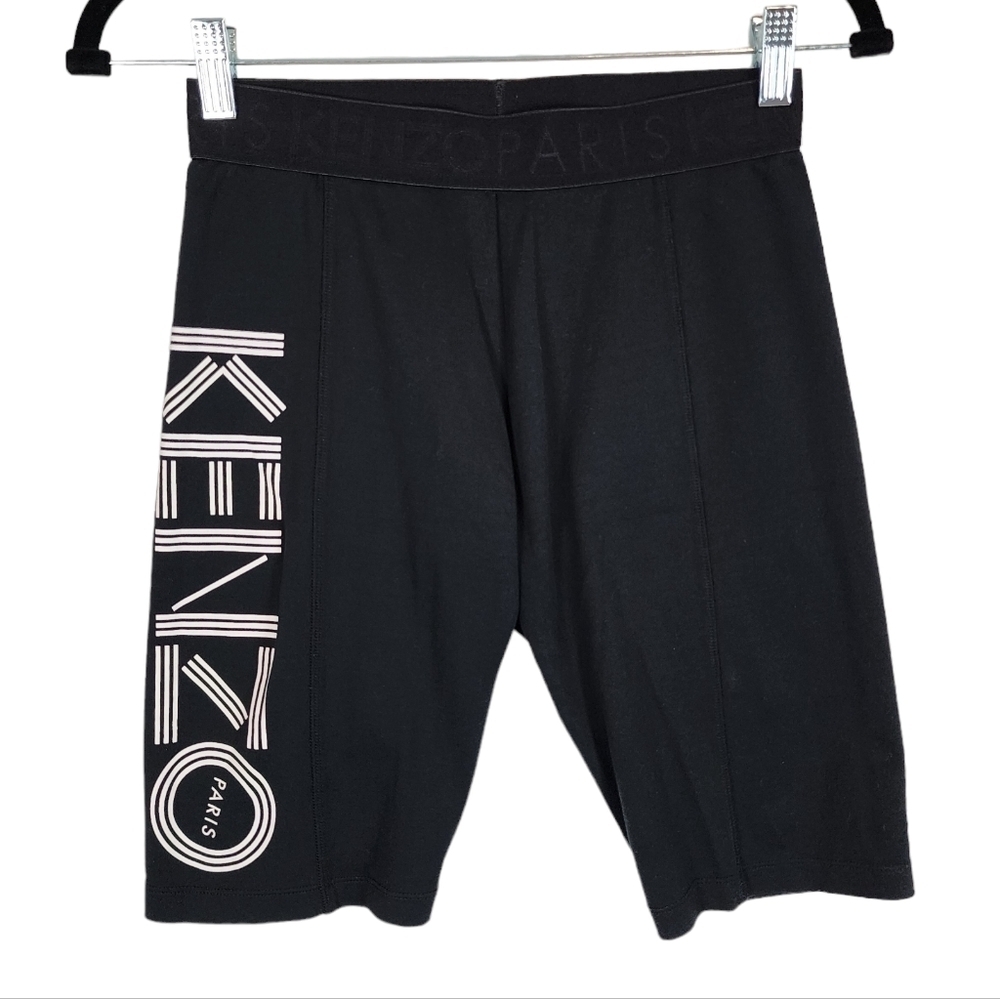 Kenzo Black Logo Sport Cyclist Shorts Cotton Stretch Biker Shorts US size Small - Picture 2 of 13